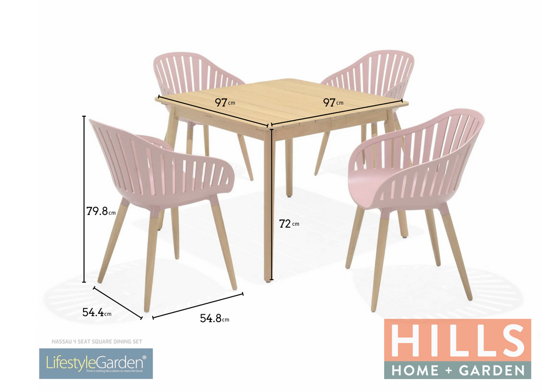 Lifestyle Garden Nassau 4 Seat Square Dining Set - Pink