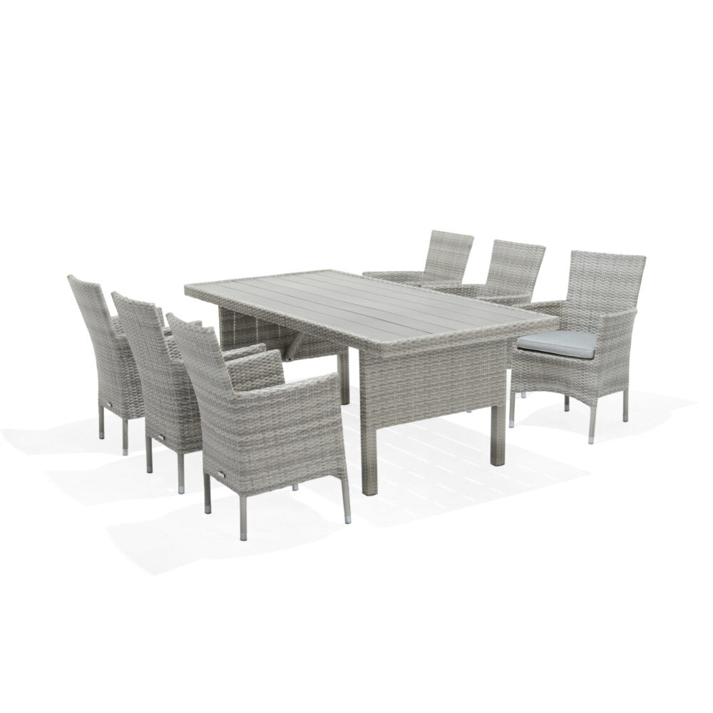 Aruba 6 Seat Rectangular Dining Set with Stacking Chairs Hills