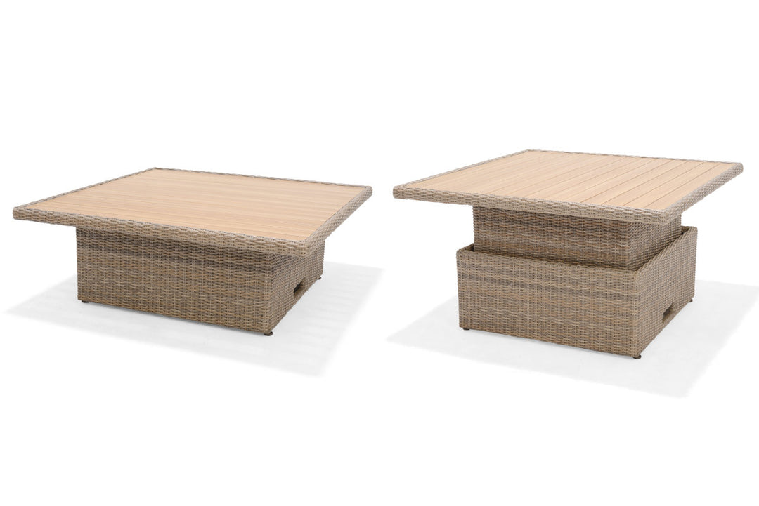 Lifestyle Garden Bermuda Dining Corner Set with Benches and Height Adjustable Table - LIGHT