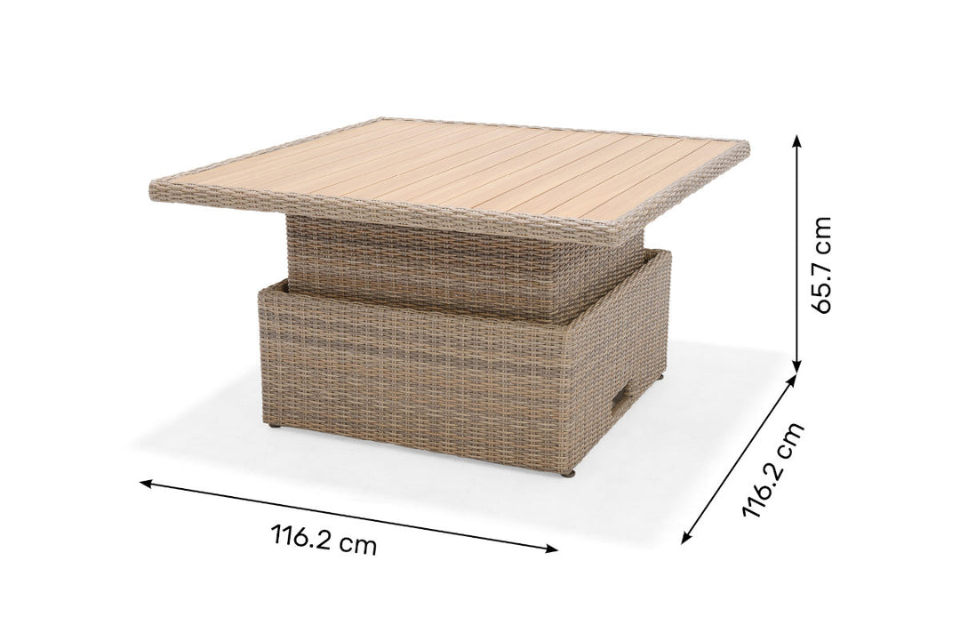 Lifestyle Garden Bermuda Dining Corner Set with Benches and Height Adjustable Table - LIGHT