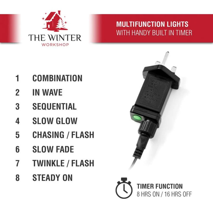 1000 LED Christmas String Lights (50m Lit Length) - Cool White