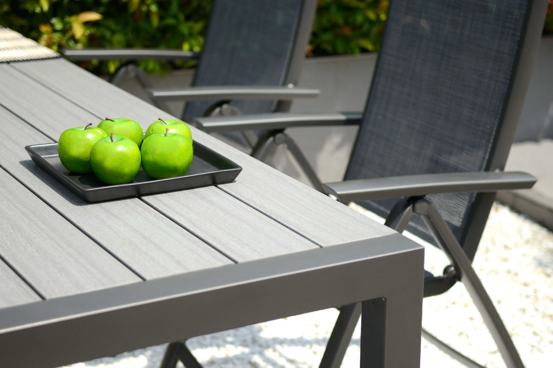 grey garden chair and table set from Hills Home & Garden.