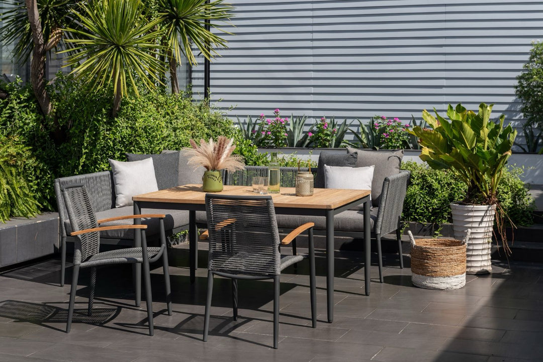 Topaz Dark Corner Casual Dining Set with Rope Chairs - Lifestyle Garden