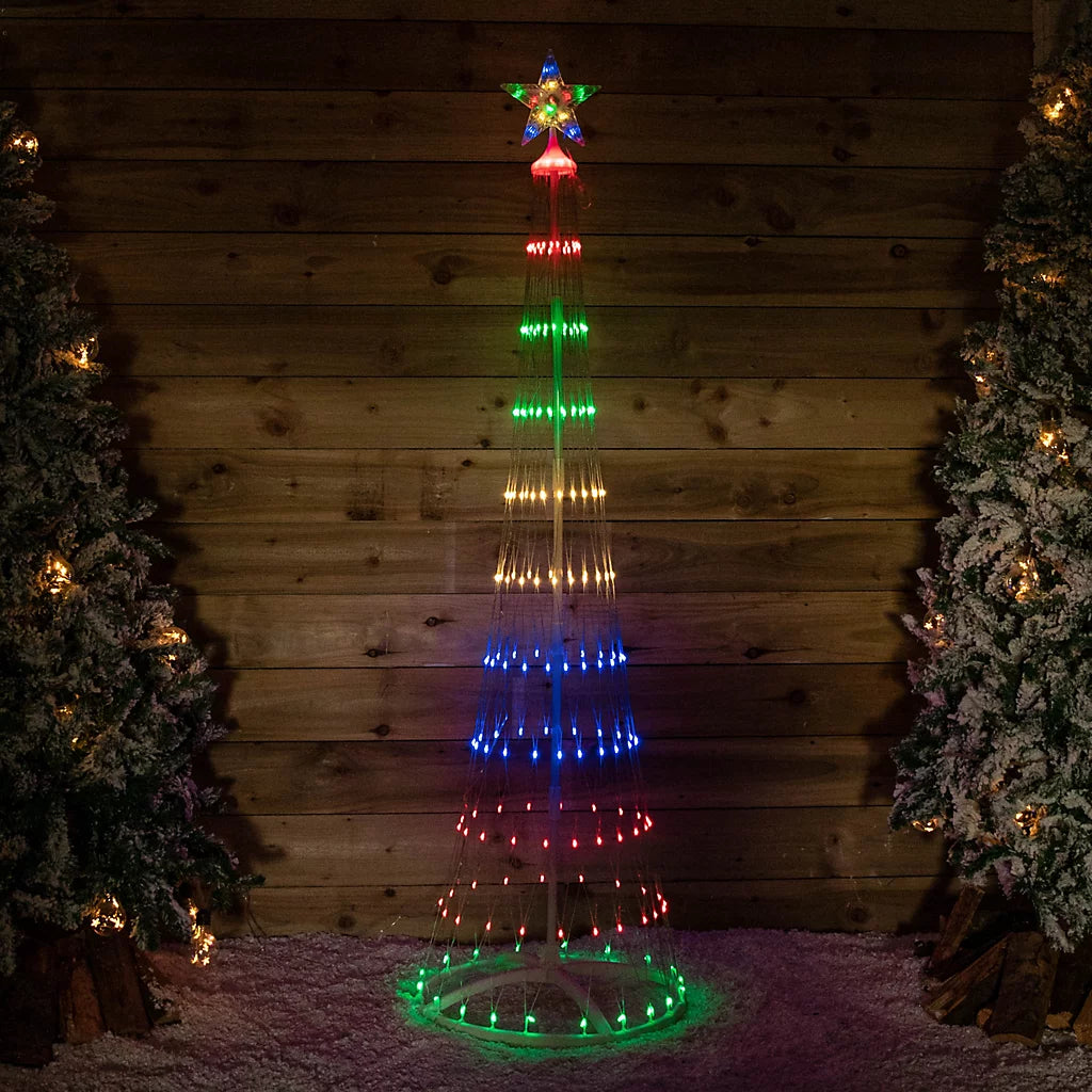 180cm Cone Christmas Tree with 220 Multicolour LEDs and Remote Control