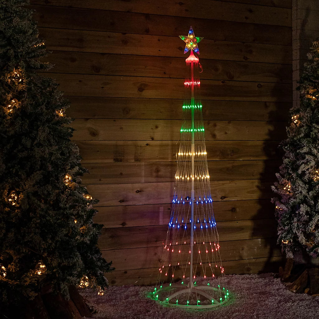 180cm Cone Christmas Tree with 220 Multicolour LEDs and Remote Control