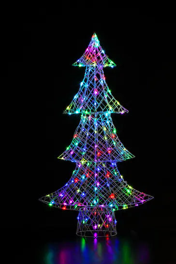 NOMA 1.5m LED Colour Change White Rattan Dickensian Christmas Tree with Remote Control