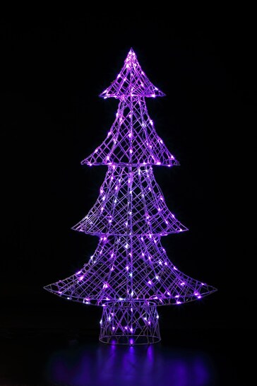 NOMA 1.5m LED Colour Change White Rattan Dickensian Christmas Tree with Remote Control