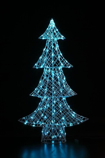 NOMA 1.5m LED Colour Change White Rattan Dickensian Christmas Tree with Remote Control