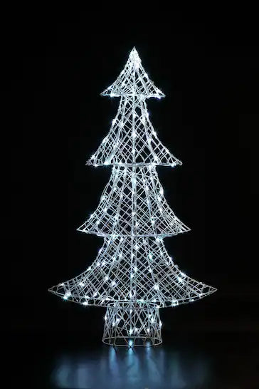 NOMA 1.5m LED Colour Change White Rattan Dickensian Christmas Tree with Remote Control