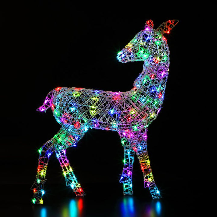 NOMA 95cm Colour Changeable White Rattan LED Richmond Deer Decoration with Remote Control