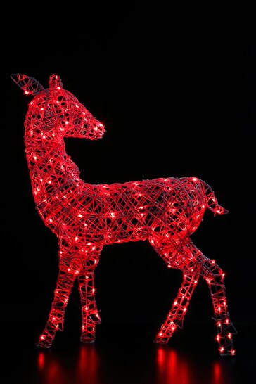 NOMA 95cm Colour Changeable White Rattan LED Richmond Deer Decoration with Remote Control