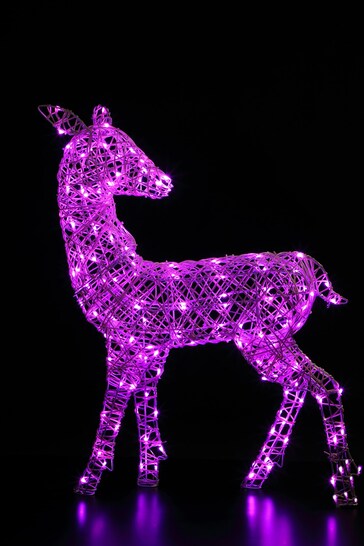 NOMA 95cm Colour Changeable White Rattan LED Richmond Deer Decoration with Remote Control