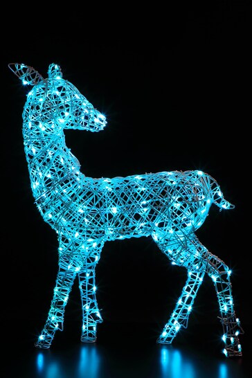 NOMA 95cm Colour Changeable White Rattan LED Richmond Deer Decoration with Remote Control