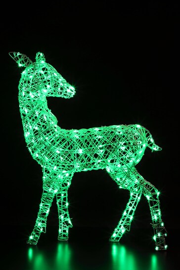 NOMA 95cm Colour Changeable White Rattan LED Richmond Deer Decoration with Remote Control