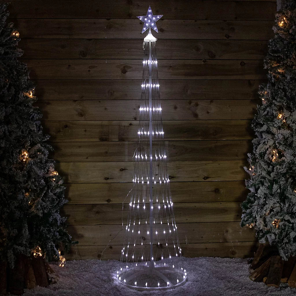 250cm Cone Christmas Tree with 320 Cool White LEDs and Remote Control