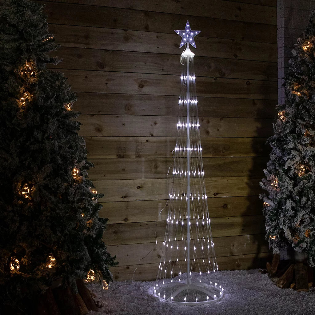 250cm Cone Christmas Tree with 320 Cool White LEDs and Remote Control