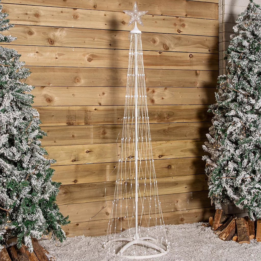 250cm Cone Christmas Tree with 320 Cool White LEDs and Remote Control