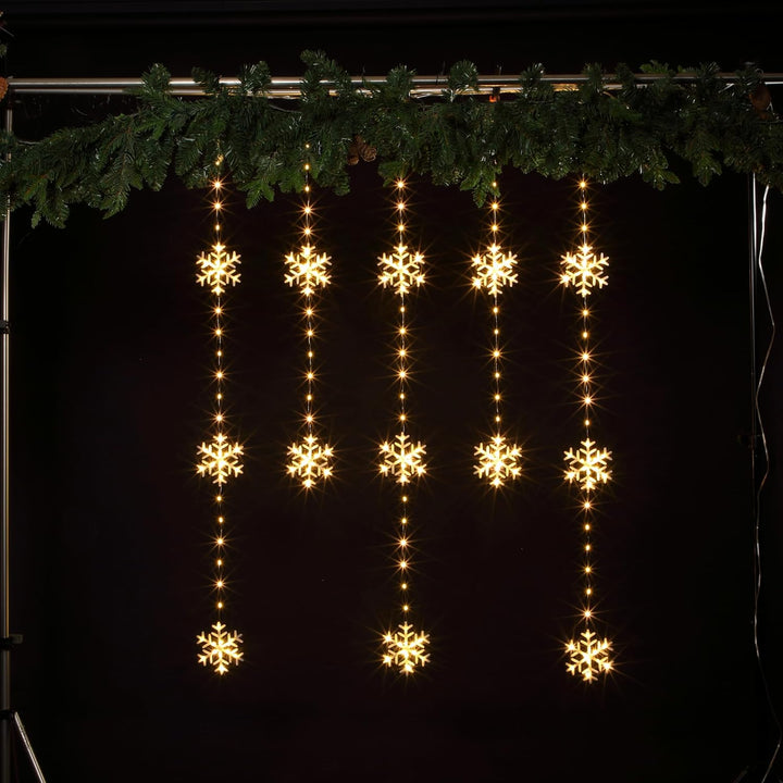 NOMA Snowflake Wire Curtain Lights 234 Warm White LEDs