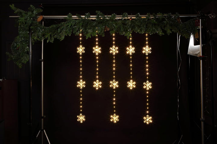 NOMA Snowflake Wire Curtain Lights 234 Warm White LEDs