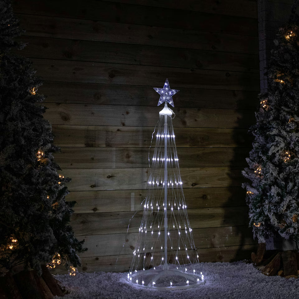 135cm Cone Christmas Tree with 160 Cool White LEDs and Remote Control