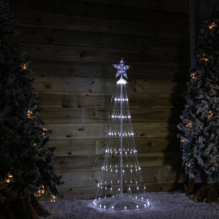 135cm Cone Christmas Tree with 160 Cool White LEDs and Remote Control