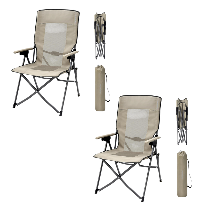 2x Outsider 3 Position Adjustable Recliner Camp Chair with Padded Arm Rests