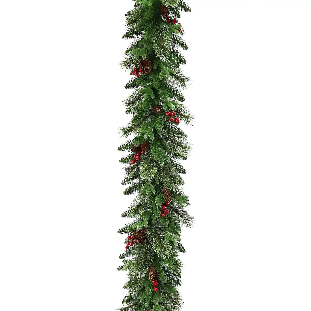 9ft x 12inch Berry Cone Christmas Garland