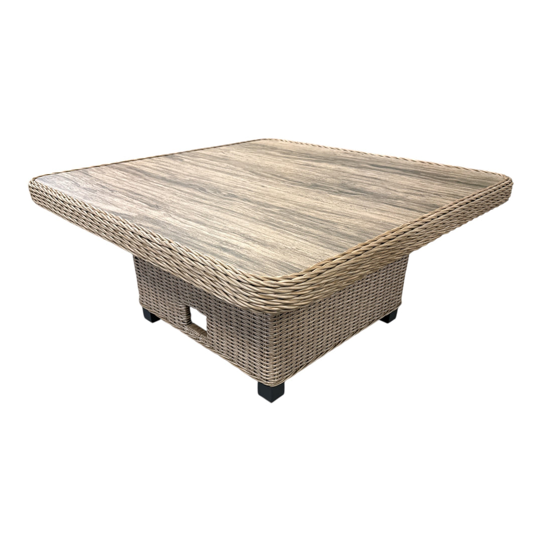 Hamilton Rattan Outdoor Corner Sofa Set with Height Adjustable Table - Light Oak