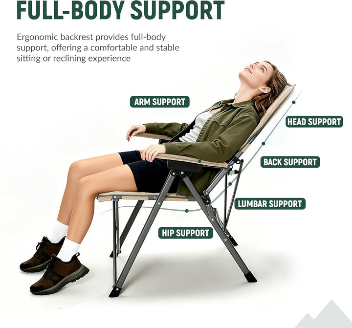 2x Outsider 3 Position Adjustable Recliner Camp Chair with Padded Arm Rests