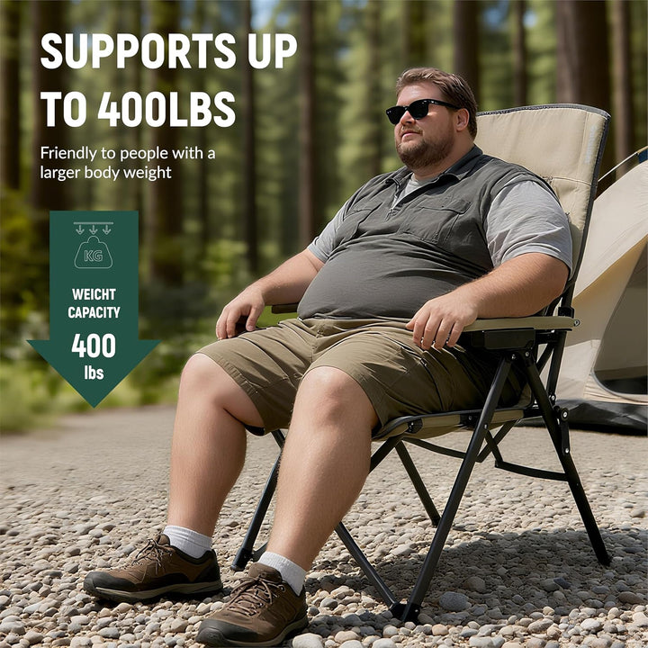 2x Outsider 3 Position Adjustable Recliner Camp Chair with Padded Arm Rests