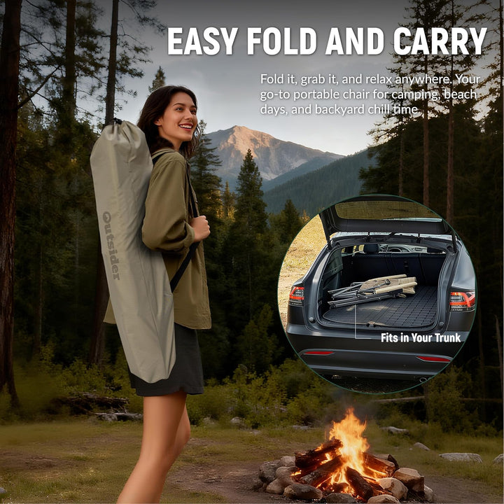 2x Outsider 3 Position Adjustable Recliner Camp Chair with Padded Arm Rests