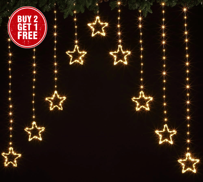 NOMA Star Wire Curtain Lights 308 Warm White LEDs