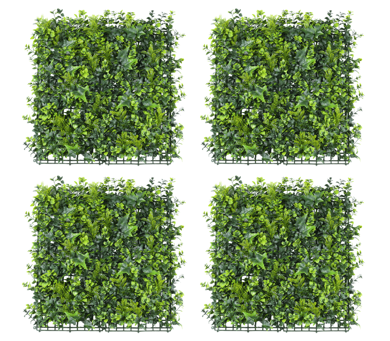 4x Lavandula Ivy Artificial Plant Wall Tile - 50cm x 50cm - UV Resistant Outdoor / Indoor