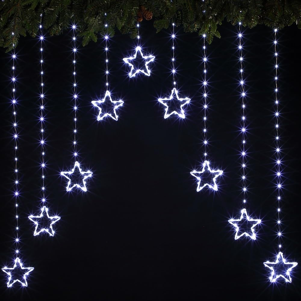 NOMA Star Wire Curtain Lights 308 Cool White LEDs