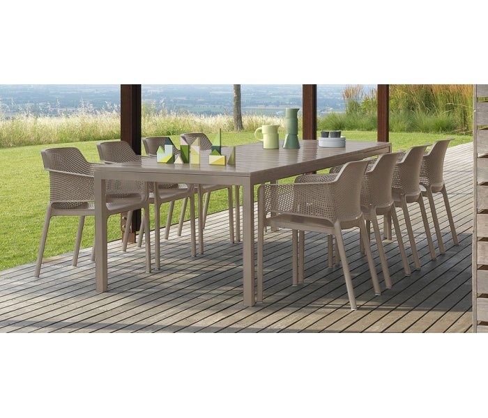 Rio Extendable 8 Seater Dining Set with Net Chairs - Turtle Dove