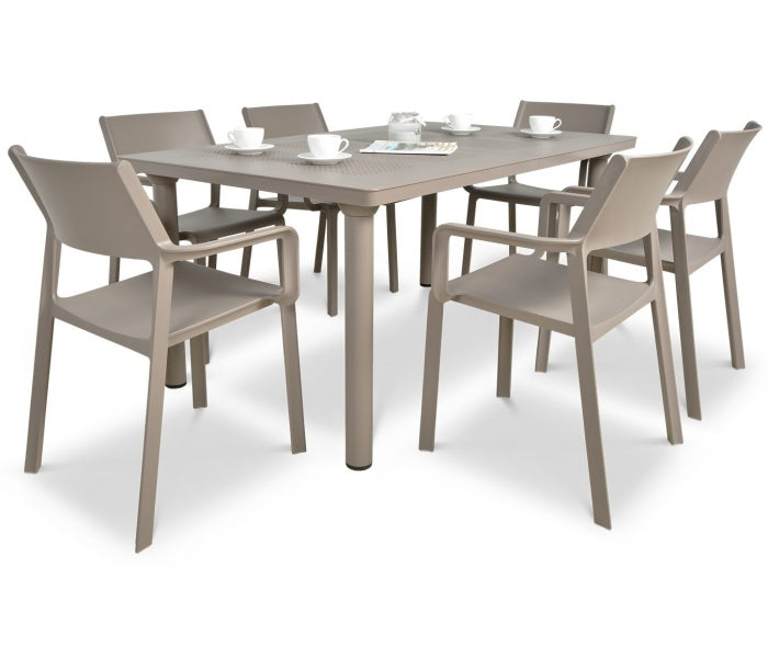 Libeccio 6 Seat Dining Extending Table  with Trill Arm Chairs – Turtle Dove