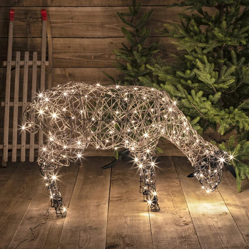 NOMA 75cm Brown Wicker 150 Warm White LED Grazing Sheep Decoration