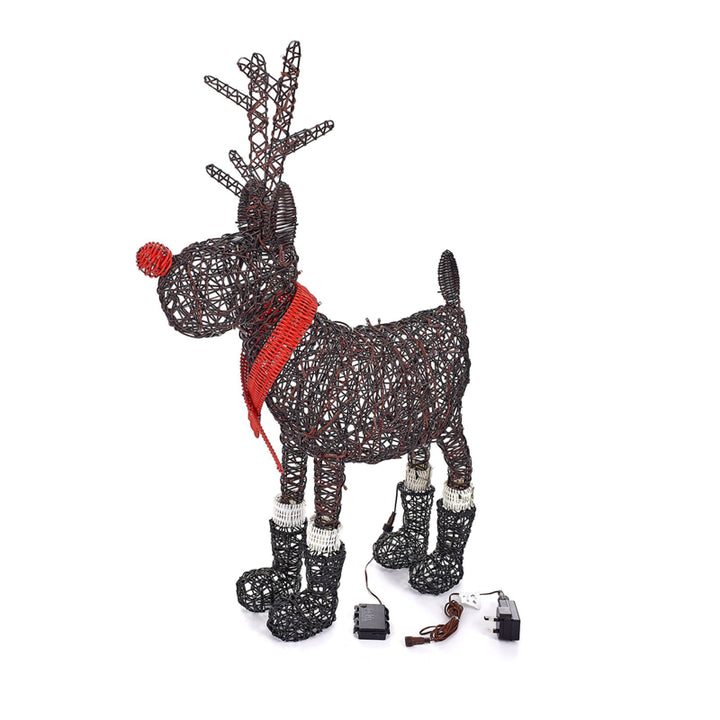 Rudolph the 100cm Brown Rattan Christmas Reindeer with LED Lights