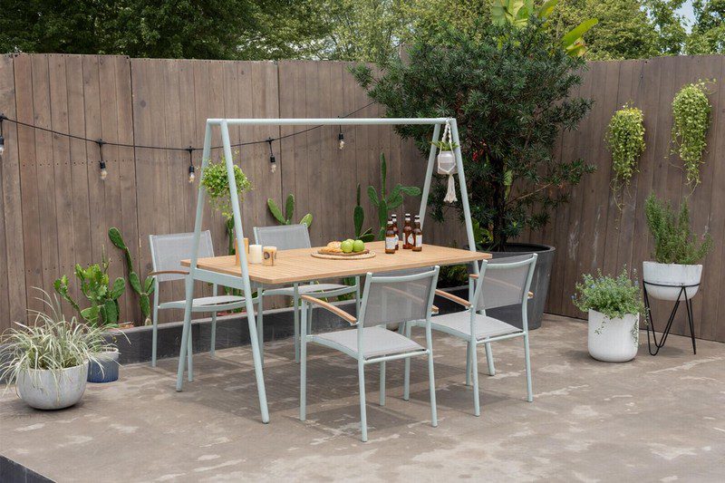 Lifestyle Garden Copenhagen- Tipi Outdoor Dining Table and 4 Chair Set - Artichoke