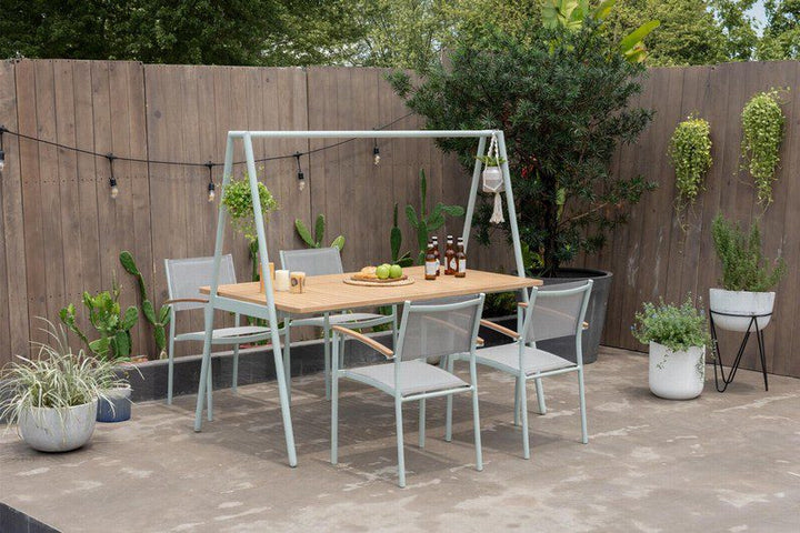 Lifestyle Garden Copenhagen- Tipi Outdoor Dining Table and 4 Chair Set - Artichoke