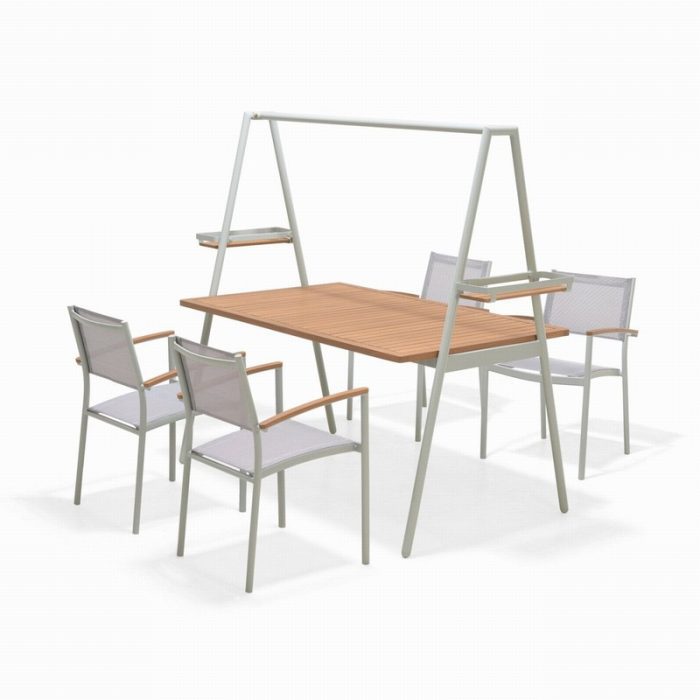 Lifestyle Garden Copenhagen- Tipi Outdoor Dining Table and 4 Chair Set - Artichoke