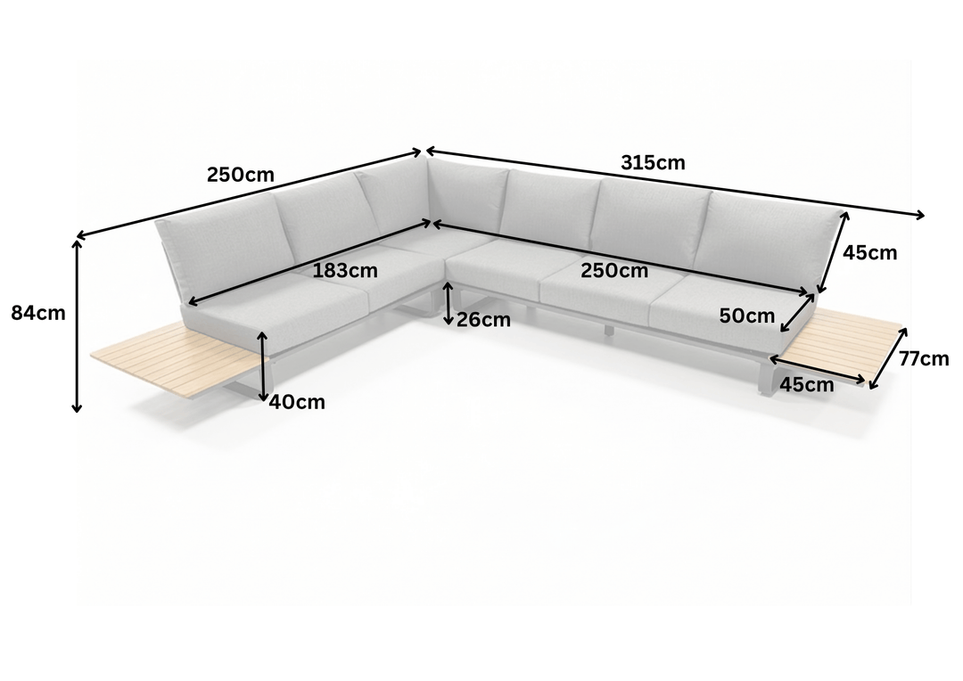 Amalfi Corner Lounge Set with Side Tables & Two Coffee Tables | KENT ONLY DELIVERY