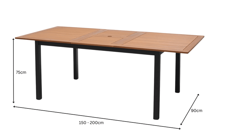 Lifestyle Garden Kingsbury-Lynx 150-200x90cm Extendable Dining Table