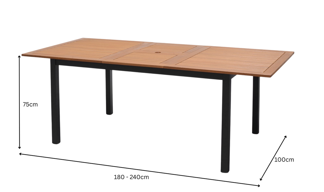 Lifestyle Garden Barcelona-Lynx 180-240x100cm Extendable Dining Table