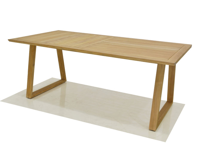 Topaz Agate 6 Seat Rectangular Dining Set with Teak Table & 3D Mesh Chairs