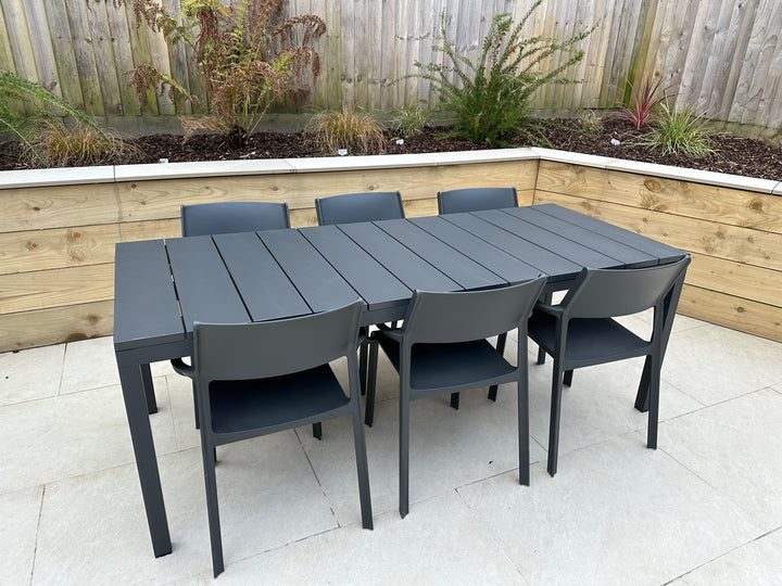 Rio 6 Seat Dining Set Extendable Table with Trill Chairs - Anthracite