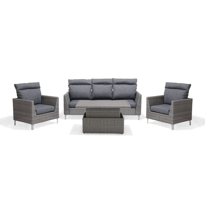 Bermuda High Back Sofa Set with Height Adjustable Table Dark by Lifestyle Garden