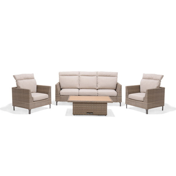 Bermuda High Back Sofa Set with Height Adjustable Table Light by Lifestyle Garden