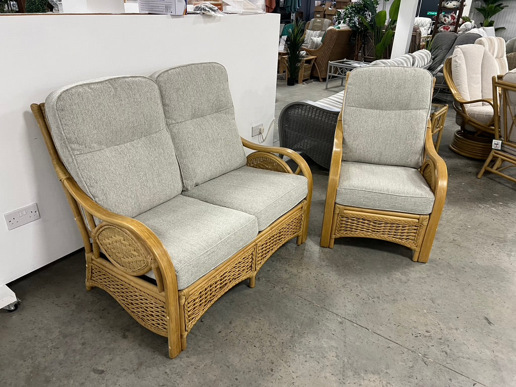 Grace Two Seat Sofa & Arm Chair Cane Suite | EX DISPLAY | KENT ONLY DELIVERY