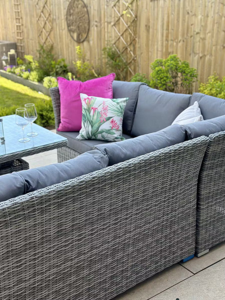 Capri Rattan Outdoor Corner Sofa Set with Fire Pit